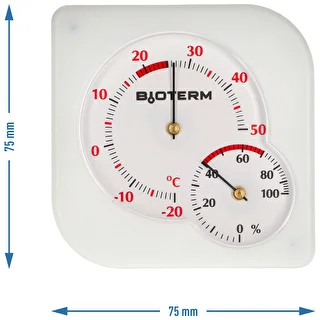 Vnútorný bimetalický teplomer s vlhkomerom (-20 do +50°C), biely – photo 4
