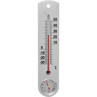 Univerzálny strieborný teplomer s vlhkomerom (-30°C do +50°C) 25cm