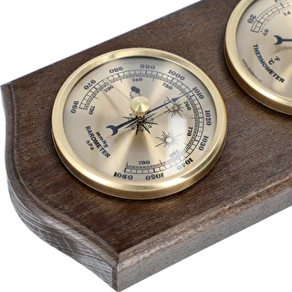 Retro meteorologická stanica - farba venge so zlatými ciferníkmi – photo 3