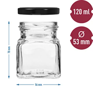 Pohár twist off 120ml - Štyri rohy fi 53 s čiernym viečkom, 6ks – photo 6