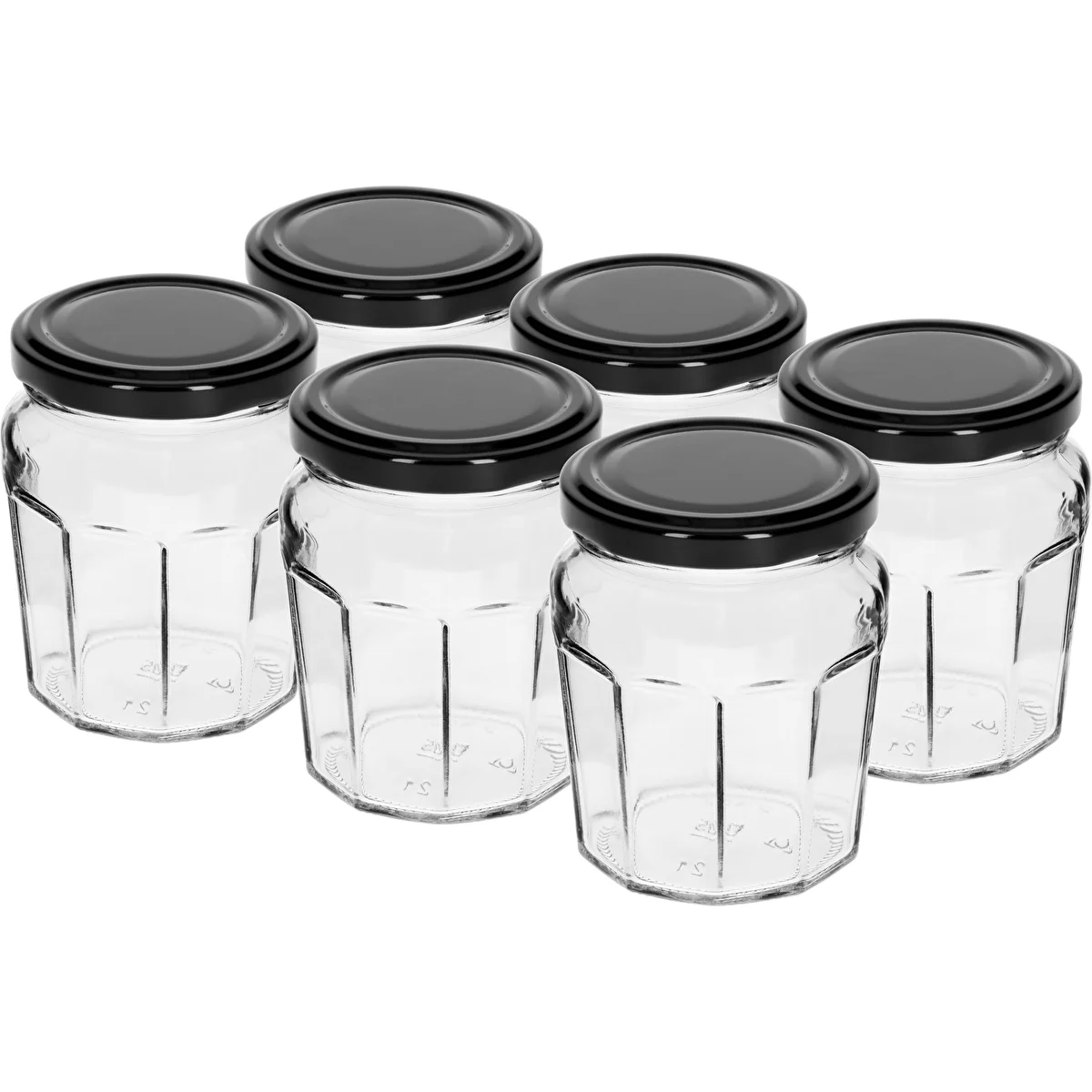 Pohár Konfitura 230ml s čiernym viečkom fi63/4 - 6ks