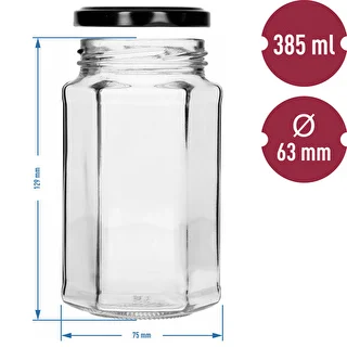 Pohár twist off 385ml s čiernym viečkom fi 63, 6 ks. – photo 7