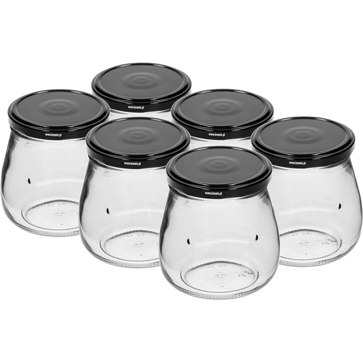 Pohár twist-off 500ml "Obrátená Amfora" s čiernym viečkom fi 82/6, 6 kusov