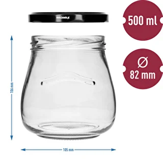 Pohár twist-off 500ml "Obrátená Amfora" s čiernym viečkom fi 82/6, 6 kusov – photo 9