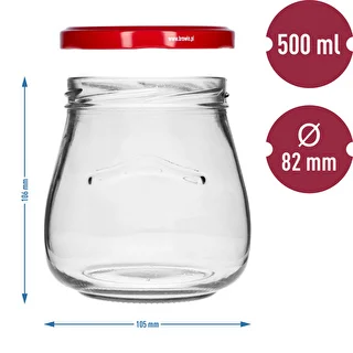 Pohár twist-off 500ml "Obrátená Amfora" s bordovým viečkom fi 82/6, 6 kusov – photo 9