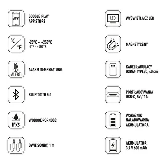 Kuchynský teplomer s Bluetooth, 2 sondy – photo 8