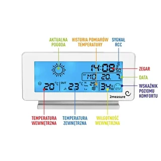 Meteorologická stanica RCC, DCF – elektronická, bezdrôtová, podsvietený senzor, biela – photo 7