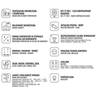 Meteorologická stanica RCC, DCF – elektronická, bezdrôtová, podsvietený senzor, biela – photo 8