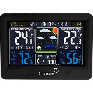 Meteorologická stanica RCC, DCF – elektronická, podsvietená, bezdrôtová, senzor, čierna – photo 3