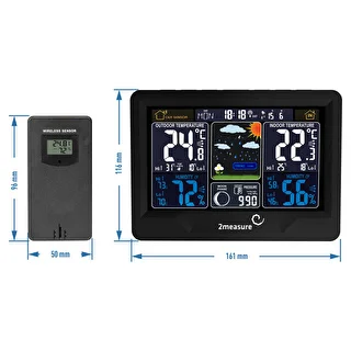 Meteorologická stanica RCC, DCF – elektronická, podsvietená, bezdrôtová, senzor, čierna – photo 12