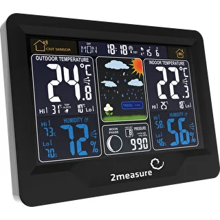 Meteorologická stanica RCC, DCF – elektronická, podsvietená, bezdrôtová, senzor, čierna – photo 4