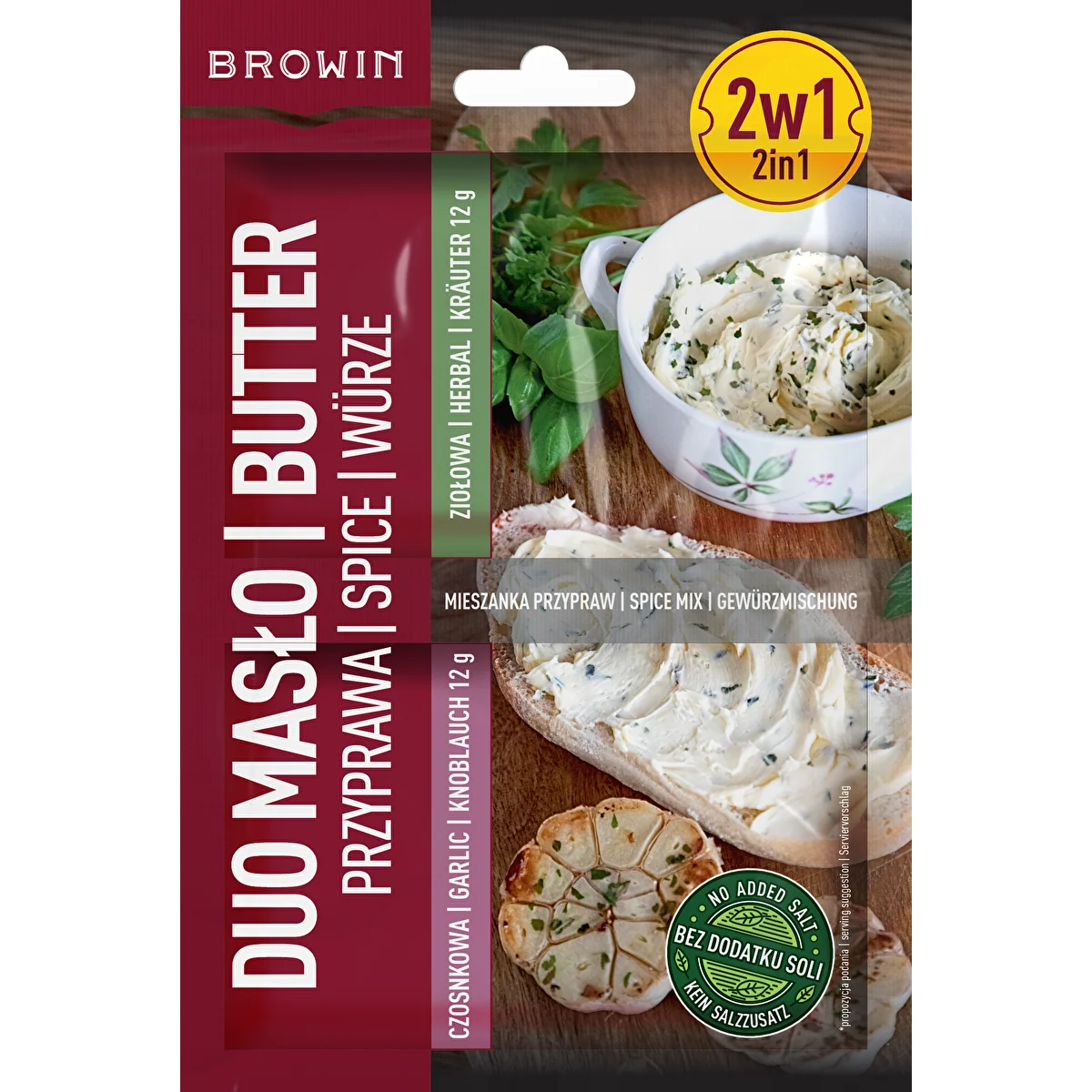 Duo Maslo - cesnakové a bylinkové korenie 2 v 1, 2 x 12g