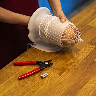 Biela údenárska sieťka s rozmermi 12,5 cm x 50 m, s tepelnou odolnosťou do 220°C – photo 5