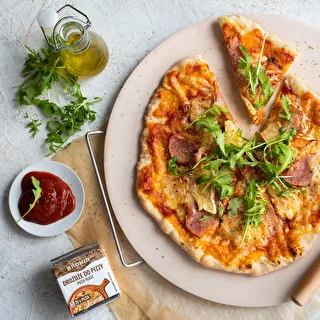 Kameň na pizzu s držadlom a nožom, z kordieritu, okrúhly 33 cm – photo 13