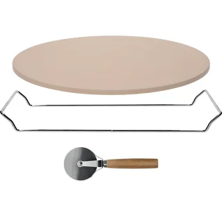 Kameň na pizzu s držadlom a nožom, z kordieritu, okrúhly 33 cm – photo 3