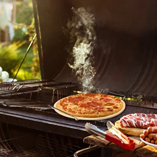 Kameň na pizzu s držadlom a nožom, z kordieritu, okrúhly 33 cm – photo 18