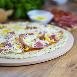 Okrúhly kameň na pizzu, vyrobený z kordieritu, priemer 33 cm – photo 9