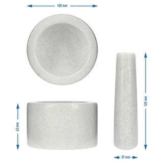 Mramorový kuchynský mažiar, biely, fi 10 cm – photo 10