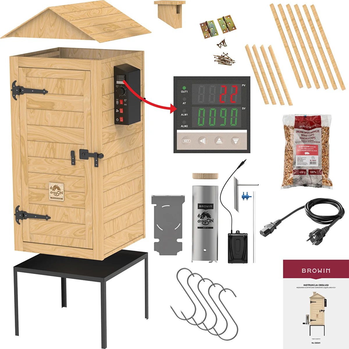Udiareň 200 L dragON Larch E21 - z modrínu, s elektrickým vykurovacím modulom a ovládačom