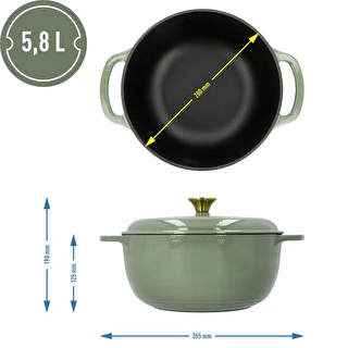 Smaltovaný liatinový hrniec - šalviový, 5,8L – photo 4