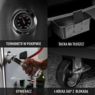 Plynový gril dragON BBQ101, 11,7 kW, čierno-strieborný – photo 8