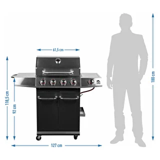Plynový gril dragON BBQ101, 11,7 kW, čierno-strieborný – photo 10