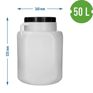 Štvorcový sud na 50 L, biely, s držadlami 50 L – photo 10
