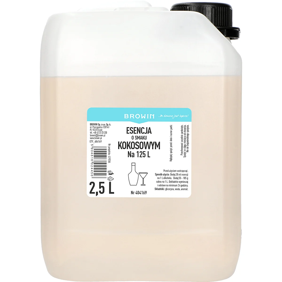Esencia s kokosovou príchuťou, 2,5L, na 125L hotového nápoja