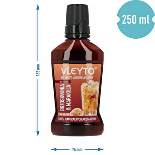 VLEYTO Broskyňa & Marakuja – chuťová esencia s prírodnými arómami, 250 ml – photo 5