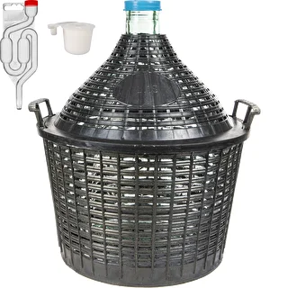 Vinársky set Basic: sklenený demižón 15 l v plastovom koši, so zátkou a kvasnou zátkou