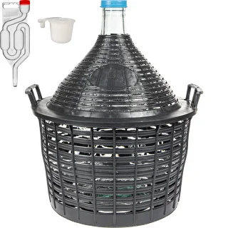 Vinársky set Basic: sklenený demižón 20 L v plastovom koši, so zátkou a fermentačnou rúrkou