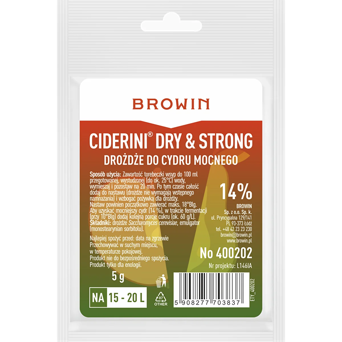 Ciderové kvasnice Ciderini Strong, 5 g