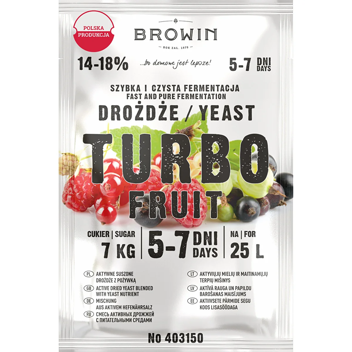 Vínne kvasnice Turbo Fruit 5-7 dní