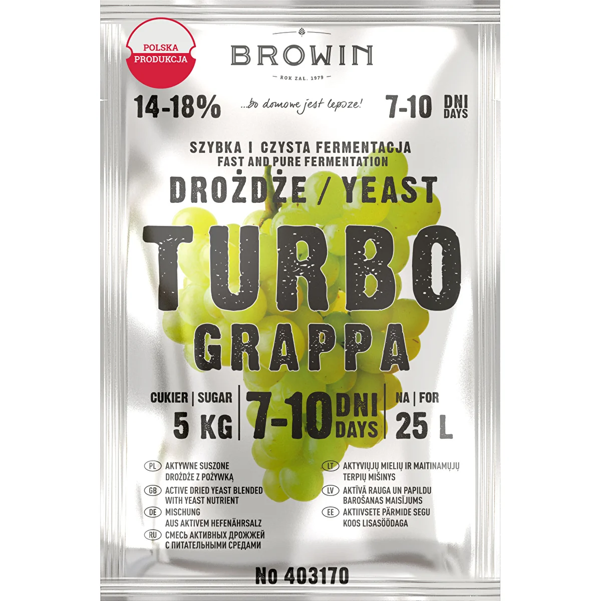 Kvasnice na destiláciu Turbo Grappa 7-10 dní