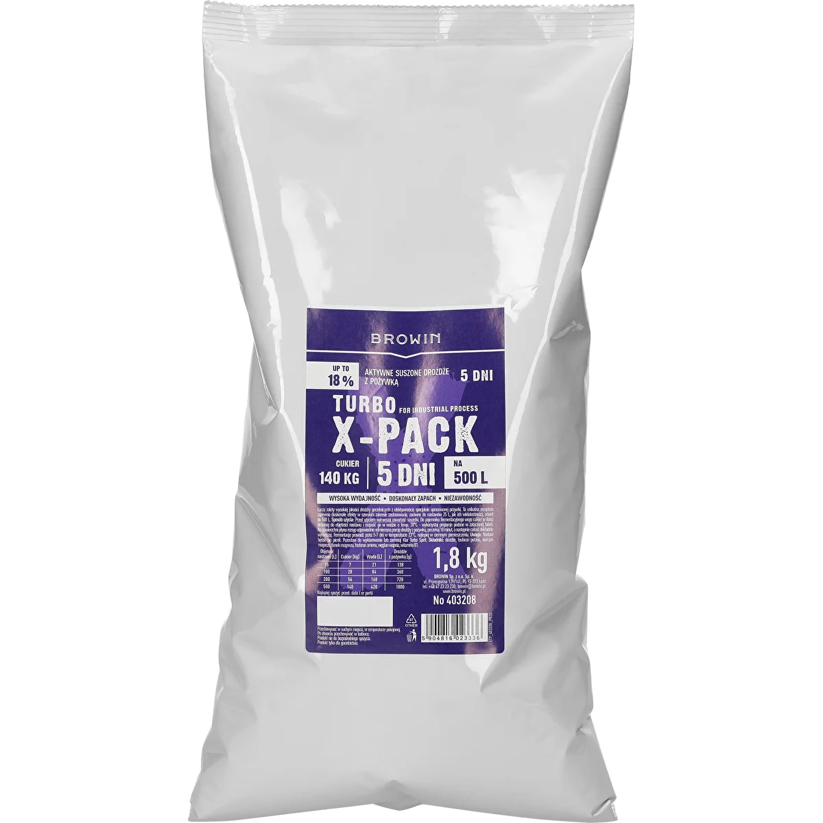 Turbo kvasnice X-Pack 1,8 kg - profesionálne, pre veľké nastavenia