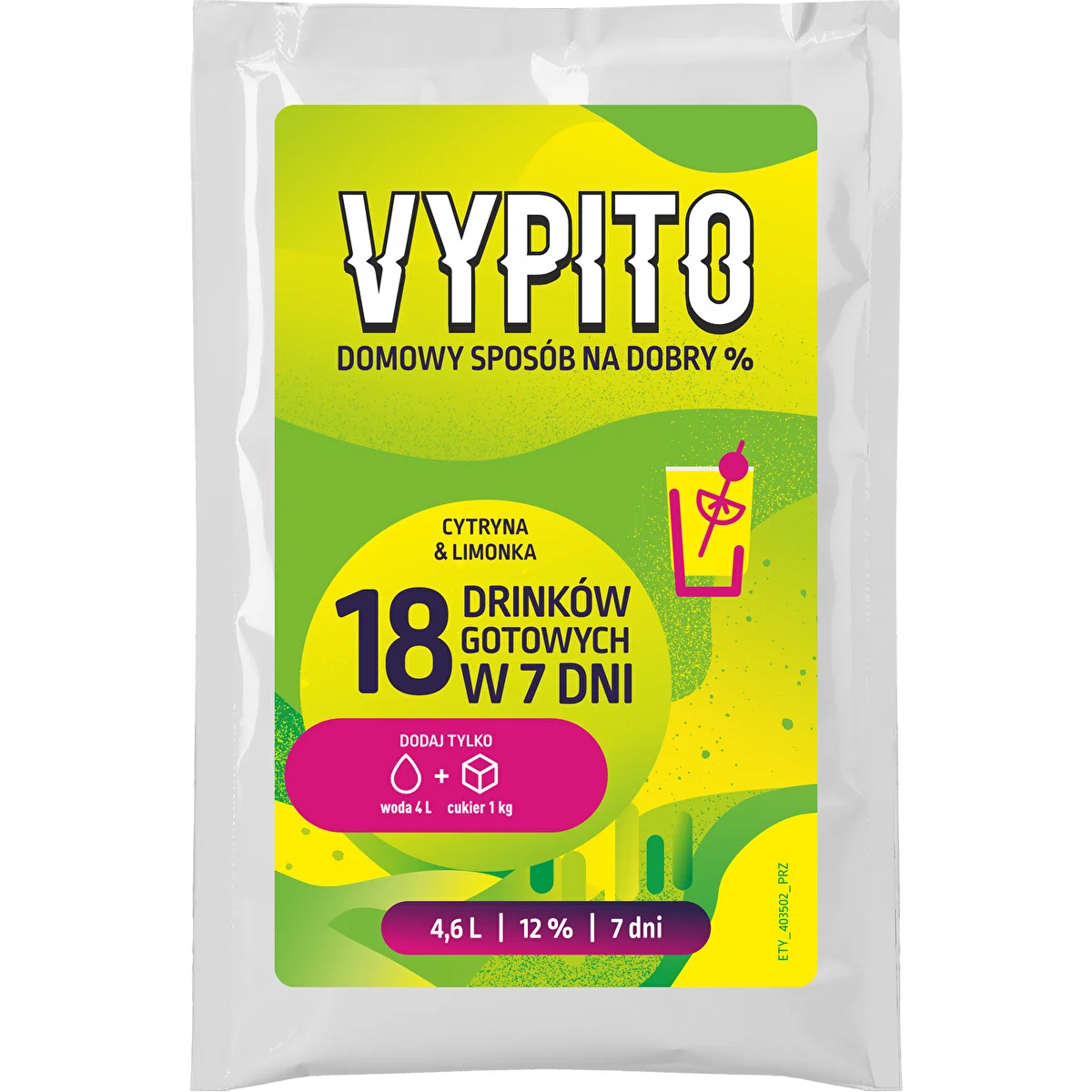 VYPITO 12%, sáčok na 18 drinkov - Citrón & limetka, 126 g