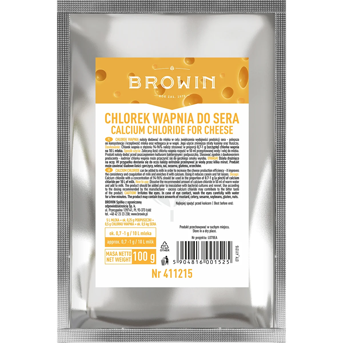 Chlorid vápenatý na syr - 100 g