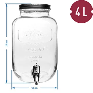 Dóza na limonádu, s kohútikom - sklenená, 4 L – photo 5