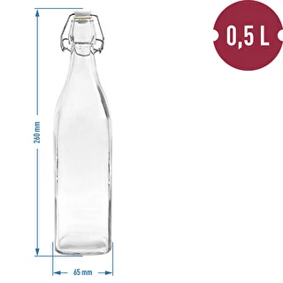 Fľaša Štvorcová s hermetickým uzáverom 0,5 L – photo 2