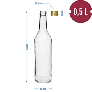 Fľaša 500 ml na vodku rovná s uzávermi - 8 ks. – photo 7