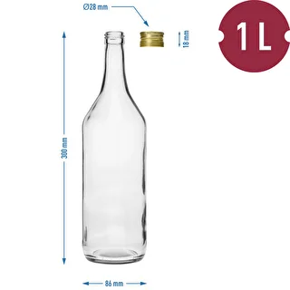 Fľaša 1 L Stolová s uzáverom fi28 - 4 ks. – photo 6