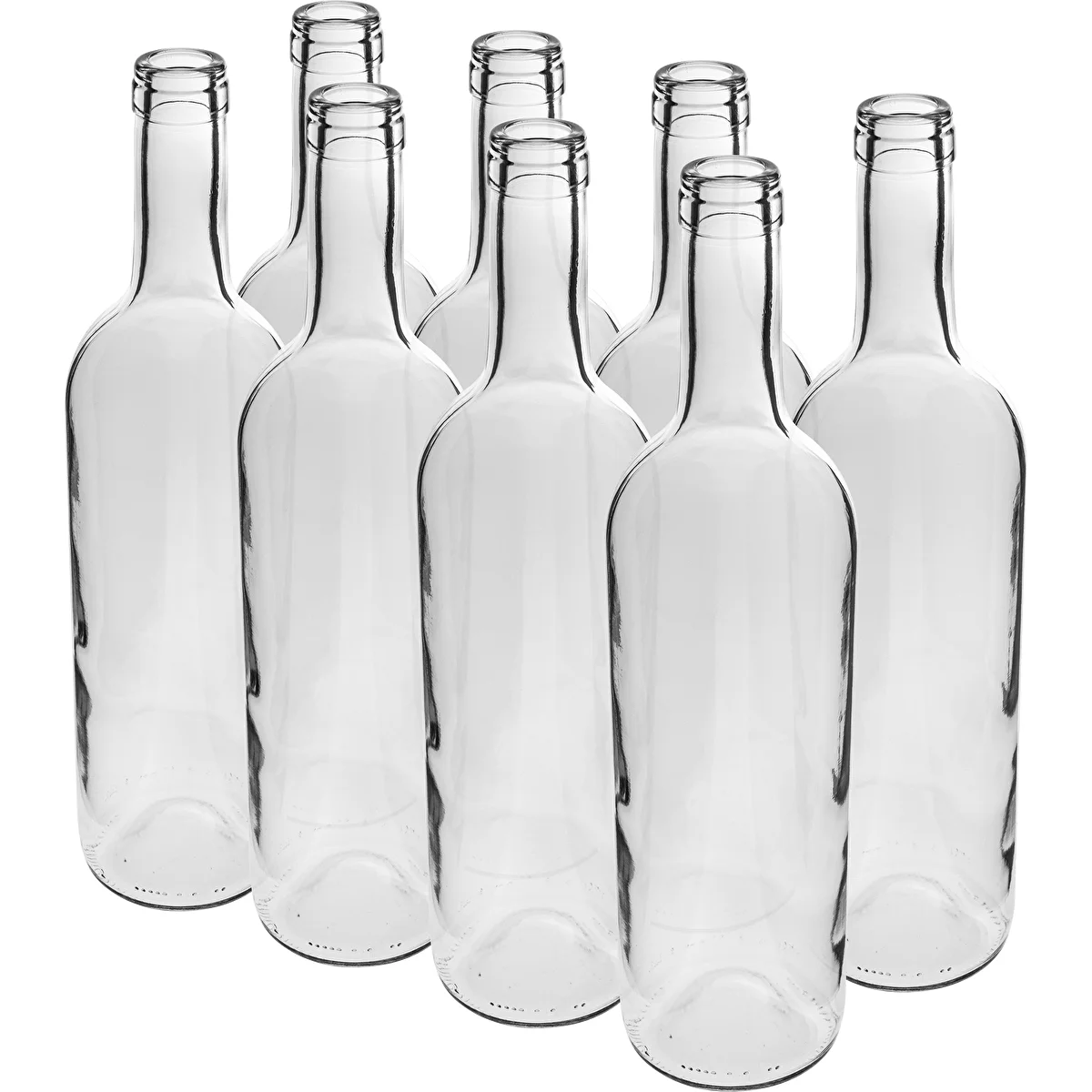 Biela fľaša na víno 0,75 L - balenie 8 ks