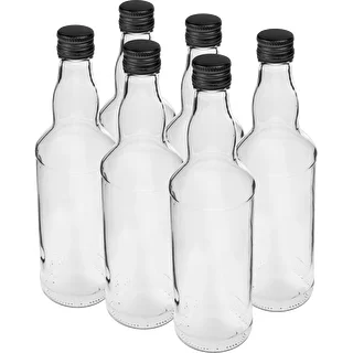 Fľaša 500 ml na vodku, s čiernym skrutkovacím uzáverom, 6 ks – photo 1