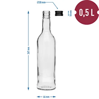 Fľaša 500 ml Štíhla, s čiernym uzáverom, na vodku, 6 ks – photo 7