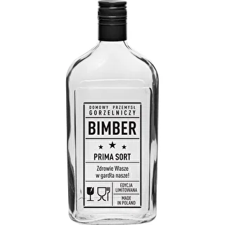 Fľaša – ploskačka 500 ml so skrutkovacím uzáverom, potlač „Bimber PRL“, 1 ks.