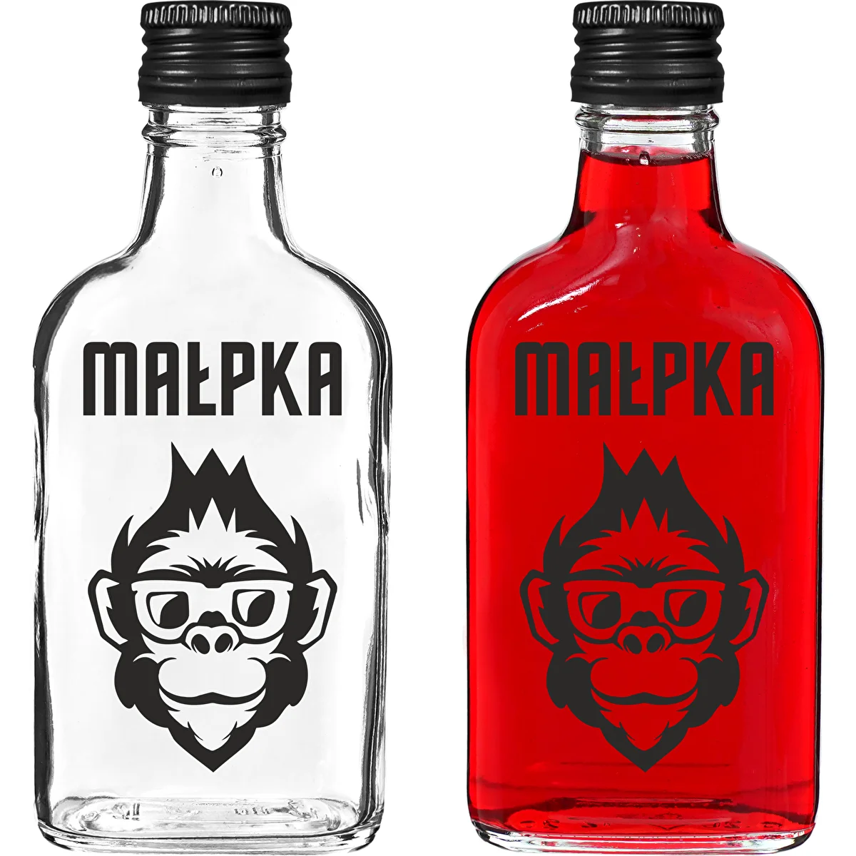 Fľaša – ploskačka 200 ml so skrutkovacím uzáverom, potlač „Opica“, 1 ks