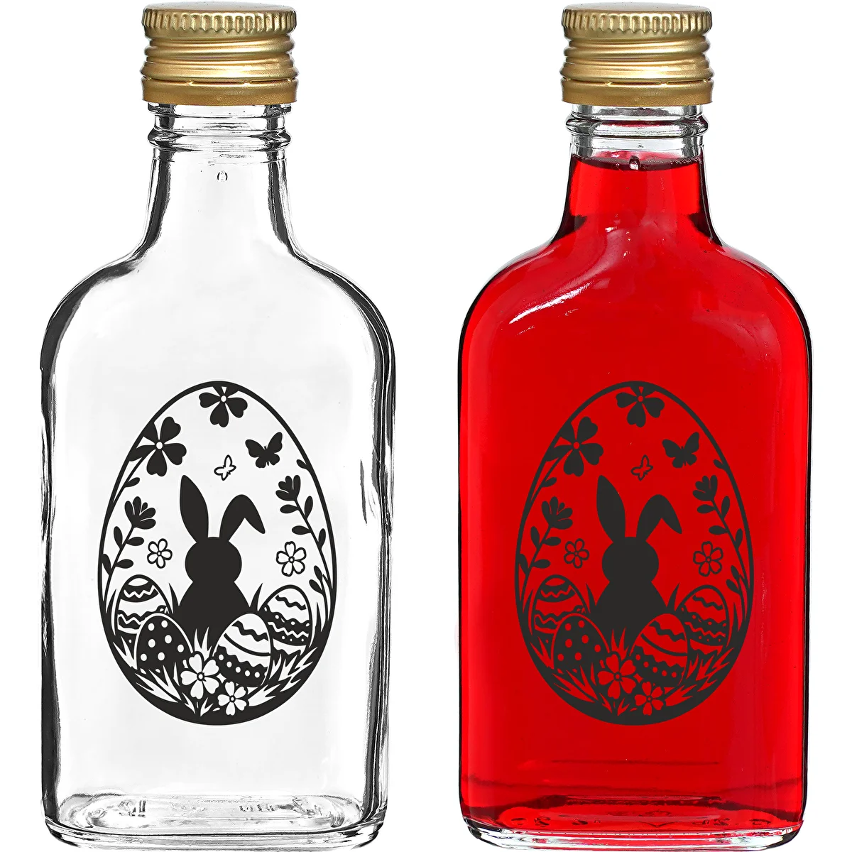 Fľaša ploskačka 200 ml so skrutkovacím uzáverom, potlač „Veľkonočná kraslica“, 1 ks
