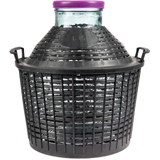 Balón na víno 15 L so širokým hrdlom v plastovom koši – photo 1