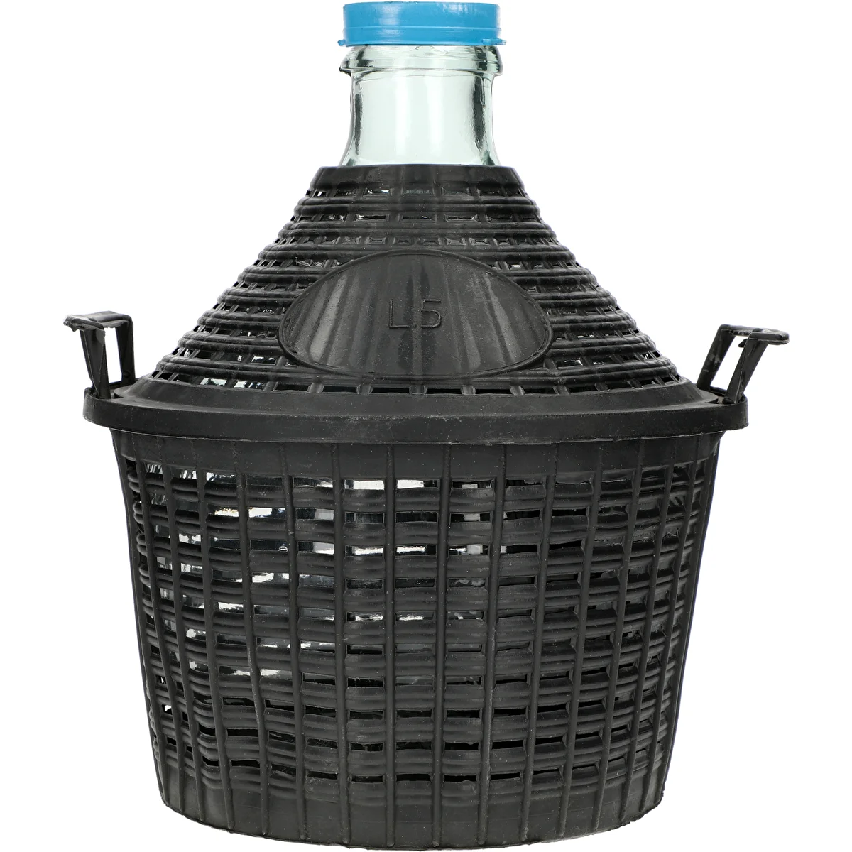 Balón na víno 5L v plastovom koši