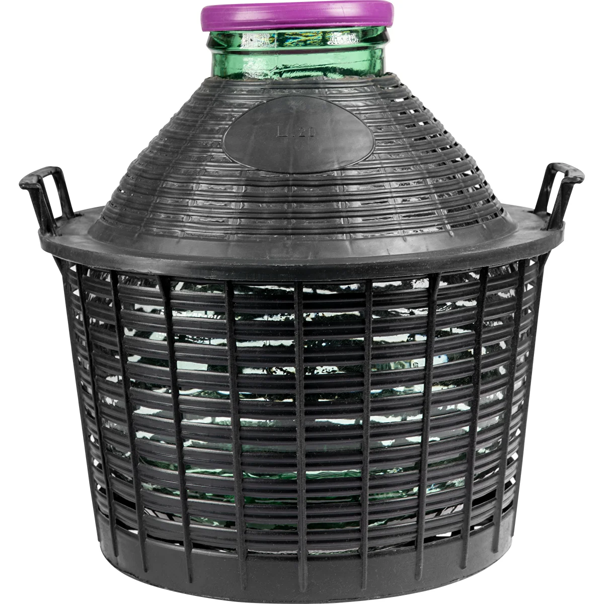 Balón na víno 20 L so širokým hrdlom v plastovom koši